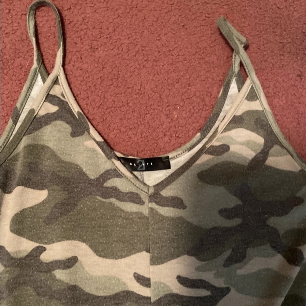 21 Saints Womens Camouflage Sleeveless Cropped Wide-Leg Jumpsuit Size S - Picture 3 of 16